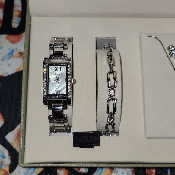 Cote d’ Azur Vintage Silver Tone Clear Stones Jewelry Set $90 - New Old Stock - Picture 6 of 12